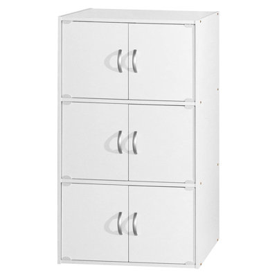 Beaudin 3-Shelf, 6-Door Bookcase In White