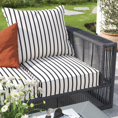 LaShallia Stripe Outdoor Sunbrella Seat/Back Cushion by Beachcrest Home