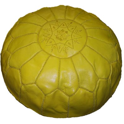 Handmade Moroccan Leather Round Pouf Ottoman Large Aviles by Dakota Fields