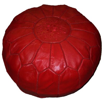 Handmade Moroccan Leather Round Pouf Ottoman Large Aviles by Dakota Fields