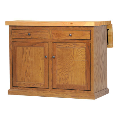 Oak Kitchen Island With Flip-Up Top In Light With Pine Top by Red Barrel Studio