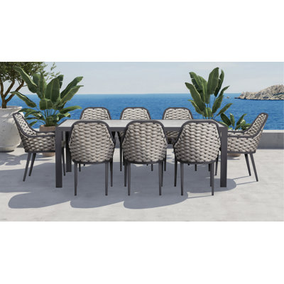 Rectangular 8 - Person 82.75" Long Dining Set with Cushions