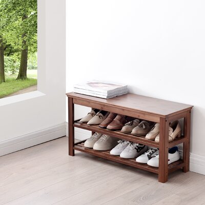 Solid Wood Shoe Rack Storage Bench Shoe Entryway Bench by Red Barrel Studio