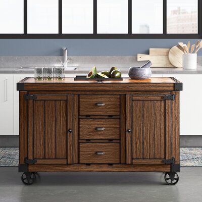 Oconto Transitional Rectangular Kitchen Cart with 2 Removable Boards in Antique Tobacco by Trent Austin Design