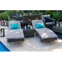 Bethena Bari 3 Piece Outdoor Chaise Lounge Set In Mixed Gray by Winston Porter