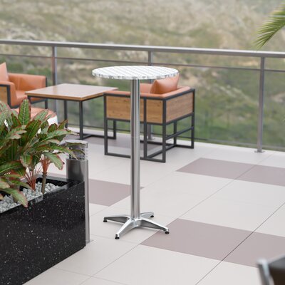 Trumann Indoor/Outdoor Aluminum Round Bar Height Table with Cross Base by Hashtag Home