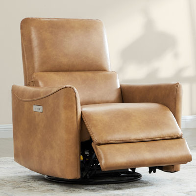 Mikkel Vegan Leather Swivel Power Recliner by Ebern Designs