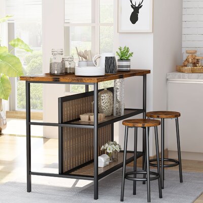 Grondin 47.24" Iron Kitchen Island Set by Zipcode Design