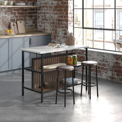 Grondin 47.24" Iron Kitchen Island Set by Zipcode Design