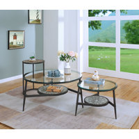 Nihi Glass 3 Piece Coffee Table Set by Orren Ellis