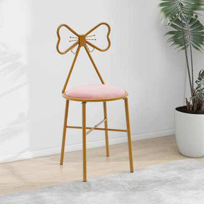 Eluid Bow Tie Light Pink Vanity Chair by Everly Quinn
