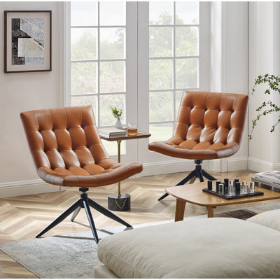 Paynesville Tufted Vegan Leather Swivel Accent Chair by Trent Austin Design