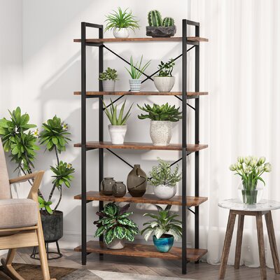 Tribesigns Bookshelf, 5 Tier White Bookcase With Metal Frame, Modern Tall Book Shelf Unit For Living Room, Study, Home Office
