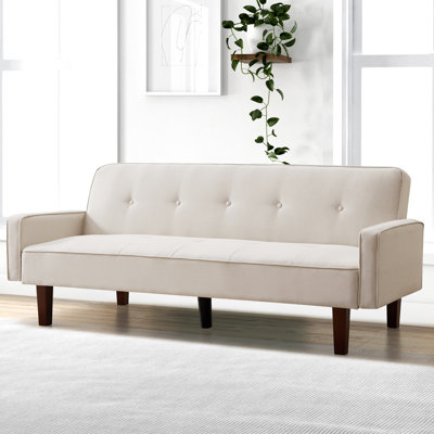 Besharat Convertible Futon Sofa Bed, Faux Leather Futon Couch Sleeper Recliner for Living Room by Wade Logan