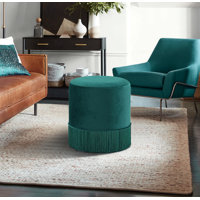 Cidnie 15.5" Wide Velvet Round Standard Ottoman