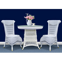 Classic Adult Tea Table And Two Chairs In White by Bayou Breeze