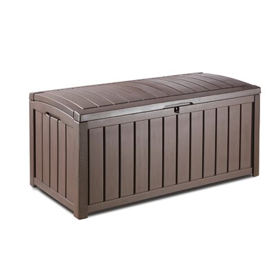 Keter Glenwood 101 Gallon Durable Resin Outdoor Storage and Organization Deck Box For Patio Furniture and Supplies, Brown by Keter