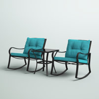 Preciado 3 Piece Outdoor Patio Set With Cushions-Rocking Chair for Balcony, Lawn and Porch