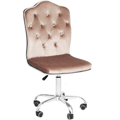 Royal Tufted Vanity Chair with 360 Degree Swivel, Button Cushioned Seat with Adjustable Height by Rosdorf Park