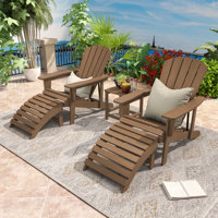 Palmea Plastic/Resin Adirondack Chair with Ottoman by Rosecliff Heights