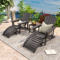 Palmea Plastic/Resin Adirondack Chair with Ottoman by Rosecliff Heights