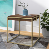 Simmerman Square End Table With Metal Base by Mercury Row