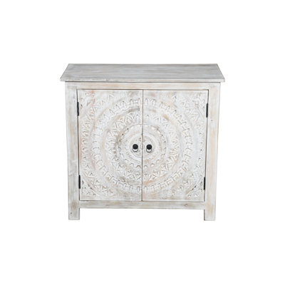 Whitewash Handcarved 2 Door Sideboard Cabinet by Bungalow Rose