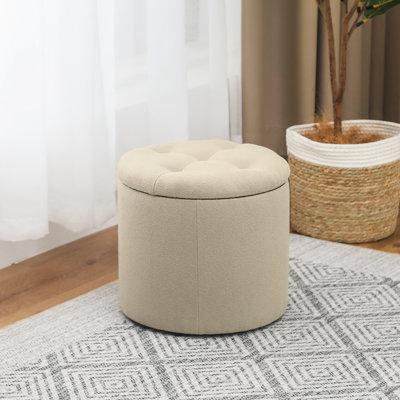 Round Tuffed Upholstered Storage Ottoman by Red Barrel Studio