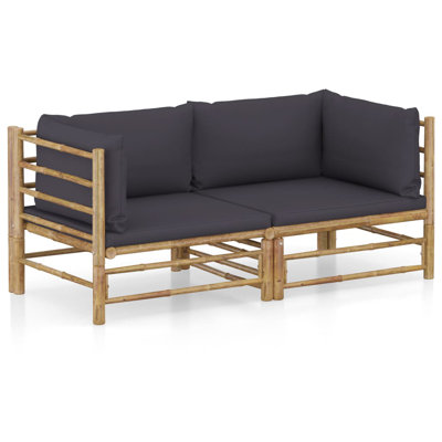 2 Piece Patio Lounge Set with Cushions Bamboo by Bay Isle Home