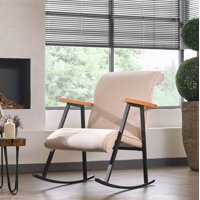 Modern Rocking Chair with Metal Frame, Cream Color, 34.3 x 21.7 x 37.8 inches | Easy Clean Cotton-Lined Polyester Knit Fabric | Scratch-Resistant Elec by East Urban Home