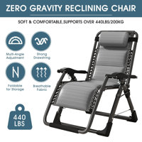 Zero Gravity Chair, Padded Adjustable Reclining Lounge Chair with Removable Headrest, Supports Over 440lbs by Arlmont & Co.
