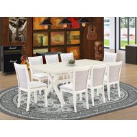 Kitchen Table Set -a Wood Dining Table and Parson Chairs - Wire Brushed Linen White Finish by Gracie Oaks