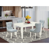 99ED5995A8BF4E3DA5A2B115D17B8465-A Room Fantastic Parson Chairs Fabric Baby Blue Beautiful Mid Century Dining Table With Linen White Color by Rosalind Wheeler