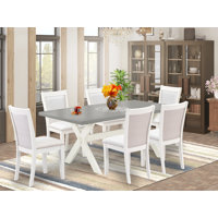 Modern Dining Table Set - a Kitchen Table and Linen Fabric Upholstered Chairs with Stylish Back by Gracie Oaks