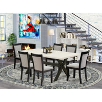 Dining Table Set - A Kitchen Table and Linen Fabric Upholstered Dining Chairs with Stylish Back by Gracie Oaks