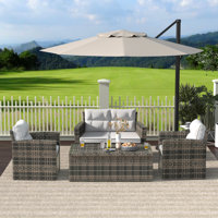 Lucian Wicker/Rattan 4 - Person Seating Group With Cushions by Red Barrel Studio