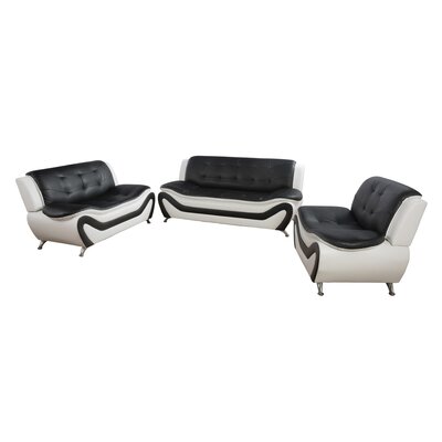 Ramdas 3 Piece Faux Leather Conservatory Living Room Set