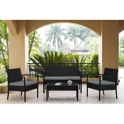 Noli 4-Person Patio Conversation Set with Cushions by Manhattan Comfort