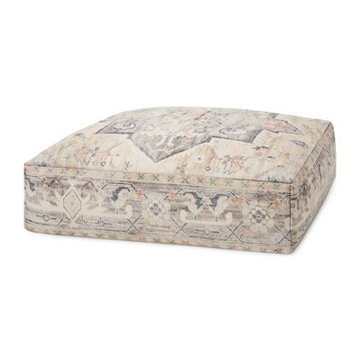 Maren 24" Wide Square Damask Pouf Ottoman