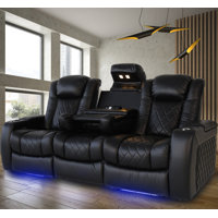 Valencia Tuscany Xl Home Theater Seating | Premium Top Grain Italian Nappa 11000 Leather, Power Headrest, Power Lumbar Support, Power Headrest, Extra by Orren Ellis