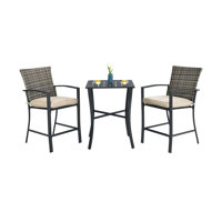 Square 2 - Person 27.5" Steel Bar Height Dining Set with Cushions
