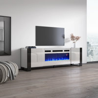 Rickeisha TV Stand for TVs up to 85" with Electric Fireplace Included by Orren Ellis