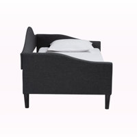 Montgomery Modern And Contemporary Beige Fabric Upholstered And Dark Brown Finished Wood Twin Size Daybed by Red Barrel Studio