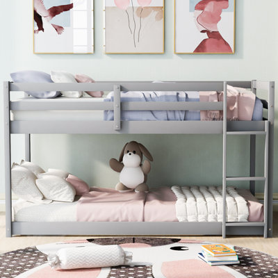 Twin Over Twin Floor Bunk Bed With Ladder by Harriet Bee