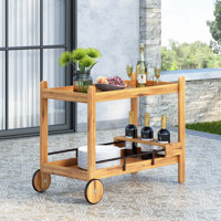 Berit Beachcrest Home™ Bar Cart with Solid Wood Outer Material