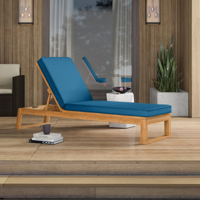 Faunce 80.9" Long Reclining Eucalyptus Single Chaise with Cushions by Mercury Row