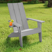 Harlean Modern All Weather Outdoor HIPS Plastic/Resin Adirondack Chair Fire Pit Chairs Oversized Patio Chair With Cup Holder by Rosecliff Heights