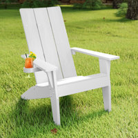 Harlean Modern All Weather Outdoor HIPS Plastic/Resin Adirondack Chair Fire Pit Chairs Oversized Patio Chair With Cup Holder by Rosecliff Heights