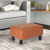Sciacca 15.7" Wide Faux Leather Rectangle Footstool Ottoman