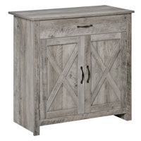 Cloquet 31.5" Farmhouse Barn Door Sideboard Buffet Storage Cabinet Coffee Bar by Steelside